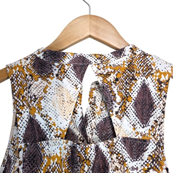 Anthropologie Maeve Snake-Printed Maxi Dress Tiered Cotton Summer Boho Preppy 6P - Picture 8 of 14